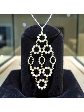 Vintage Sparkling Rhinestone Ring Fluid Necklace w/Chain Sarah Coventry